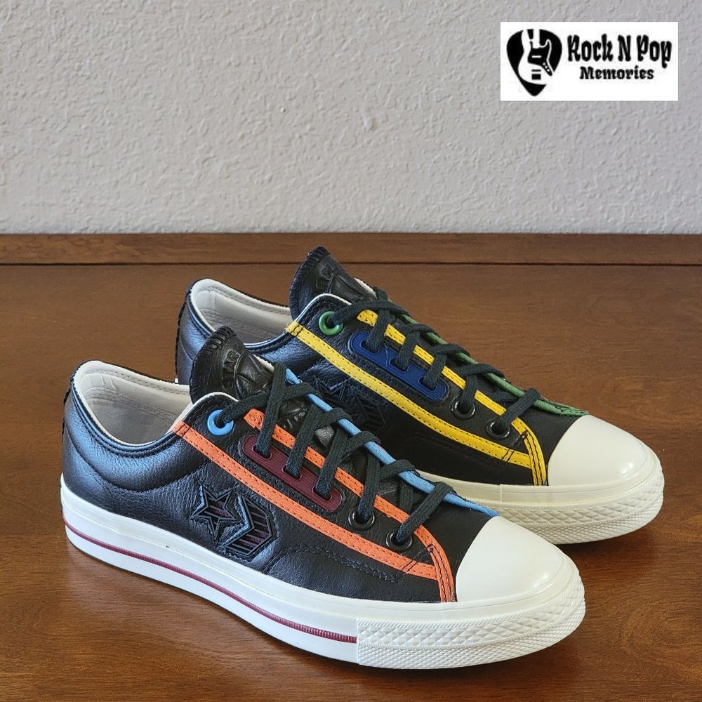 Converse Women's Star Player Ox Leather 167140C Black/White/Multi Size 6.5